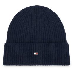 Czapka Tommy Hilfiger. Niebieskie czapki męskie Tommy Hilfiger, na zimę, bez wzorów. Za 389.99 zł.