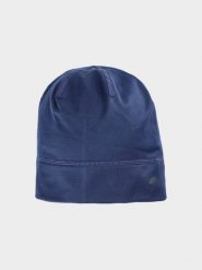 4F Czapka do biegania uniseks - granatowa S/M. Niebieskie czapki męskie 4f, bez wzorów, z elastanu, sportowe. W wyprzedaży za 29.99 zł.