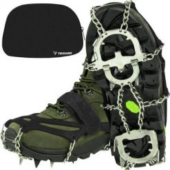 Raczki na Buty Kolce Turystyczne Raki TRIZAND + Etui. Szare buty trekkingowe męskie TRIZAND, bez wzorów, sportowe, bez obcasa, bez zapięcia. Za 60.99 zł.