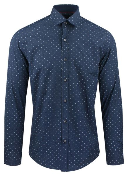 Męska Koszula, Taliowana (Slim Fit) - Rigon - Granatowa, Drobny Wzór. Niebieskie koszule męskie Rigon, m, bez wzorów, z bawełny, bez kołnierzyka, bez ramiączek. Za 139.00 zł.