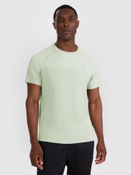 4F Koszulka treningowa szybkoschnąca męska - turkusowa M. Niebieskie t-shirty sportowe męskie 4f, m, bez wzorów, z materiału, klasyczne, bez ramiączek. Za 139.99 zł.