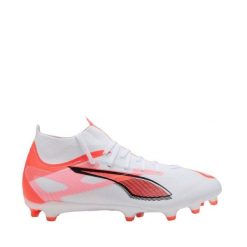 Buty piłkarskie Puma Ultra 5 Match+ FG/AG. Białe buty treningowe męskie Puma, bez wzorów, bez zapięcia, do piłki nożnej. Za 309.99 zł.