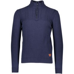 Sweter w kolorze granatowym. Niebieskie swetry męskie Wrangler, z aplikacjami, z bawełny, bez kołnierzyka, bez ramiączek. W wyprzedaży za 153.99 zł.