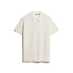 Dzianinowa koszulka polo Superdry. Białe koszulki polo męskie Superdry., na lato, m, bez wzorów, z dzianiny, eleganckie, bez kołnierzyka, bez ramiączek. Za 333.45 zł.