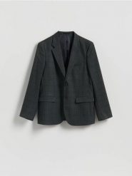 Marynarka slim fit z wiskozą - ciemnozielony. Zielone marynarki męskie Reserved, l, bez wzorów, z tkaniny. Za 359.99 zł.