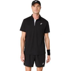 Polo Asics Court. Czarne koszulki polo męskie Asics, bez wzorów, sportowe, bez kołnierzyka, bez ramiączek. Za 223.50 zł.