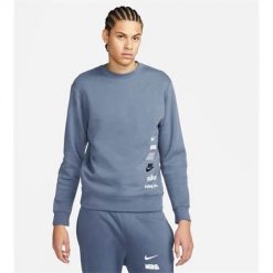 Bluza sportowa męska Nike Nk Club + Bb. Niebieskie bluzy nierozpinane męskie Nike, l, bez wzorów, sportowe, bez ramiączek, bez kaptura. Za 408.00 zł.
