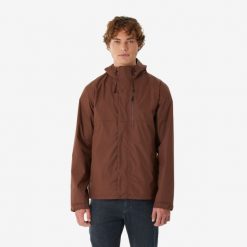 Kurtka turystyczna męska Quechua NH500 wodoodporna. Brązowe kurtki męskie QUECHUA, l, bez wzorów, z materiału, sportowe, bez ramiączek, bez kaptura. Za 159.99 zł.