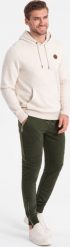 Ombre Spodnie męskie dresowe typu jogger - oliwkowe V1 OM-PASK-22FW-004 XXL. Zielone spodnie dresowe męskie Ombre, bez wzorów, z dresówki. Za 69.99 zł.