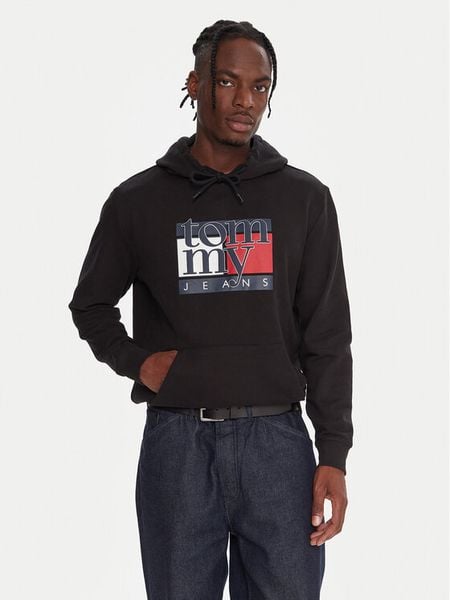 Tommy Jeans Bluza DM0DM22092 Czarny Relaxed Fit. Czarne bluzy nierozpinane męskie Tommy Jeans, l, bez wzorów, z bawełny, bez ramiączek, bez kaptura. Za 279.99 zł.
