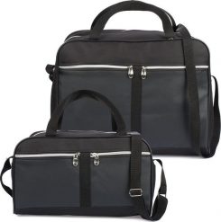Krateczka Torba podróżna samolotowa i kosmetyczka zestaw dwóch toreb fitness czarna L67. Czarne torby sportowe męskie Krateczka, bez wzorów. Za 89.99 zł.