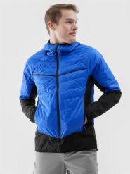 4F Kurtka puchowa trekkingowa z wypełnieniem Primaloft Black Insulation Eco męska - niebieska L. Niebieskie kurtki męskie 4f, l, bez wzorów, z dzianiny, klasyczne, bez ramiączek, bez kaptura. W wyprzedaży za 199.99 zł.