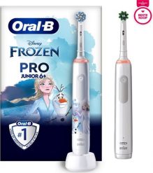 Oral-B Pro 3 3000 White+Oral-B Junior Frozen. Białe szczoteczki elektryczne BRAUN. Za 210.81 zł.