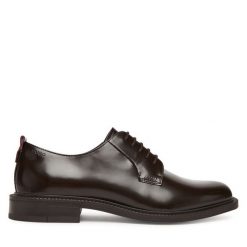Półbuty HUGO. Brązowe eleganckie półbuty męskie Hugo, wizytowe, bez obcasa, bez zapięcia. Za 639.99 zł.