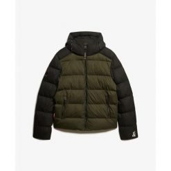 Kurtka z kapturem Superdry Colour Block. Czarne kurtki męskie Superdry., l, bez wzorów, z puchu, bez ramiączek, z kapturem. Za 632.35 zł.