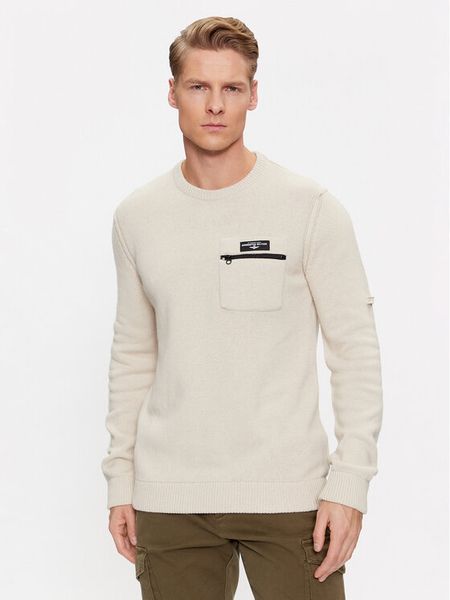 Aeronautica Militare Sweter 232MA1460L518 Écru Regular Fit. Kardigany męskie Aeronautica Militare, l, bez wzorów, z wełny, bez ramiączek. Za 679.99 zł.
