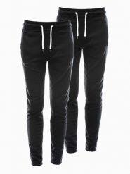 Zestaw spodni męskich dresowych BASIC - 2 pak czarne V5 - Rozmiar: S. Czarne spodnie dresowe męskie Ombre Clothing, z aplikacjami, z bawełny. W wyprzedaży za 82.49 zł.