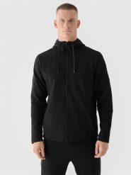4F Bluza dresowa rozpinana z kapturem męska 4F x Robert Lewandowski - czarna S. Czarne bluzy rozpinane męskie 4f, m, bez wzorów, z bawełny, bez ramiączek, z kapturem. W wyprzedaży za 119.99 zł.