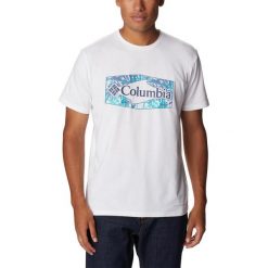 Koszulka sportowa męska Columbia Sun Trek Graphic z krótkim rękawem. Białe t-shirty sportowe męskie Columbia, m, bez wzorów, sportowe, bez ramiączek. Za 199.00 zł.