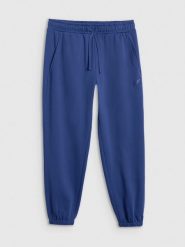 4F Spodnie dresowe joggery męskie - granatowe L. Niebieskie spodnie dresowe męskie 4f, bez wzorów, z bawełny, sportowe. Za 149.99 zł.