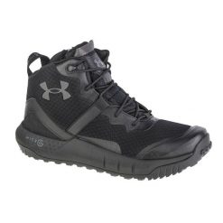 Buty turystyczne męskie, Under Armour Micro G Valsetz Zip Mid. Czarne buty trekkingowe męskie Under Armour, bez wzorów, bez zapięcia. Za 546.50 zł.