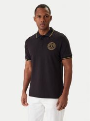 Versace Jeans Couture Polo 80GAGT03 CJ01T Czarny Regular Fit. Czarne koszulki polo męskie Versace Jeans Couture, l, bez wzorów, z bawełny, bez kołnierzyka, bez ramiączek. Za 679.99 zł.