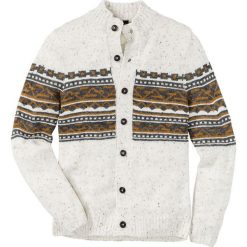 Sweter rozpinany Regular Fit bonprix beżowo-szaro-ciemnożółty melanż. Kardigany męskie marki bonprix. Za 44.99 zł.