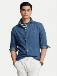 Polo Ralph Lauren Koszula Core Replen 710548539 Granatowy Slim Fit. Niebieskie koszule męskie Polo Ralph Lauren, l, bez wzorów, z bawełny, bez kołnierzyka, bez ramiączek. Za 519.99 zł.