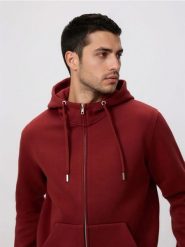 Bluza z kapturem - karminowy. Czerwone bluzy z kapturem męskie Reserved, l, bez wzorów, z bawełny, z kapturem. Za 149.99 zł.