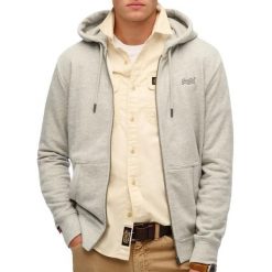 Bluza z kapturem i zamkiem błyskawicznym Superdry Logo Essential. Szare bluzy rozpinane męskie Superdry., m, bez wzorów, casualowe, bez ramiączek, z kapturem. Za 339.45 zł.