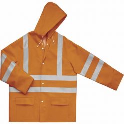 900VESHV - BLUZA OSTRZEGAWCZY PRZECIWDESZCZOWY Z POLIESTRU POWLEKANEGO ZEWNĘTRZNA PU - pomarańczowy fluo 3XL. Brązowe bluzy nierozpinane męskie DELTA PLUS, m, bez wzorów, bez ramiączek, bez kaptura. Za 361.51 zł.