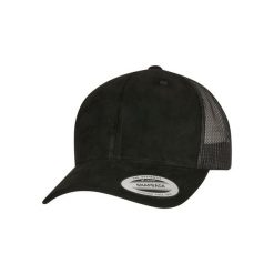 Zamszowa czapka Flexfit Trucker. Czarne czapki męskie FLEXFIT, bez wzorów, ze skóry. Za 117.00 zł.