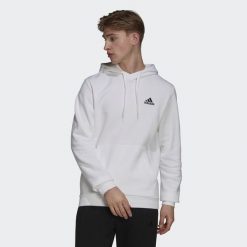 Bluza z kapturem Essentials Fleece. Białe bluzy nierozpinane męskie ADIDAS, xl, bez wzorów, z kapturem. Za 139.00 zł.
