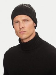 Guess Czapka AM9469 POL01 Czarny. Czarne czapki męskie Guess, na zimę, z aplikacjami, z materiału. Za 199.99 zł.