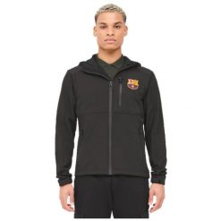 Kurtka softshellowa outdoor męska Barcelona. Czarne kurtki outdoor męskie FC Barcelona, m, bez wzorów, bez kaptura, outdoorowe. W wyprzedaży za 356.18 zł.