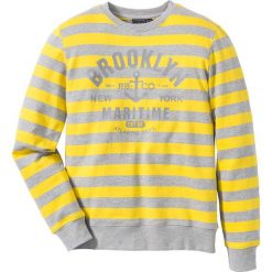 Bluza dresowa Slim Fit bonprix jasnoszary melanż - żółty w paski. Szare bluzy nierozpinane męskie marki bonprix, melanż, z dresówki. Za 49.99 zł.