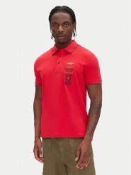 Aeronautica Militare Polo 251PO1853P191 Czerwony Regular Fit. Czerwone koszulki polo męskie Aeronautica Militare, m, bez wzorów, z bawełny, bez kołnierzyka, bez ramiączek. Za 289.99 zł.