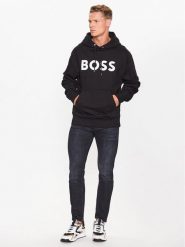 Boss Bluza 50496661 Czarny Oversize. Czarne bluzy nierozpinane męskie Boss, m, bez wzorów, z bawełny, bez ramiączek, bez kaptura. Za 469.99 zł.