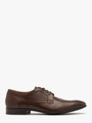Ciemnobrązowe półbuty męskie. Brązowe eleganckie półbuty męskie Ryłko, ze skóry, bez obcasa, bez zapięcia. Za 479.99 zł.