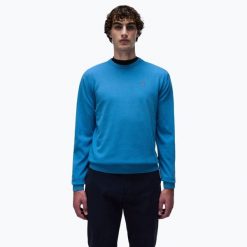 Sweter męski Napapijri Droz 5. Niebieskie swetry męskie Napapijri, bez wzorów, bez kołnierzyka, bez ramiączek. Za 279.99 zł.