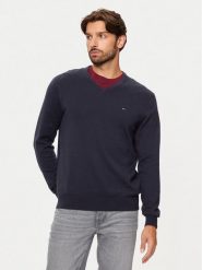 Tommy Hilfiger Sweter Essential MW0MW14745 Granatowy Regular Fit. Niebieskie swetry męskie Tommy Hilfiger, bez wzorów, z bawełny, bez kołnierzyka, bez ramiączek. Za 349.99 zł.