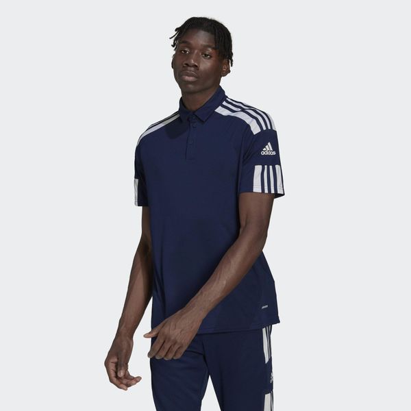 Koszulka polo do piłki nożnej męska Adidas Squadra 21 Polo z krótkim rękawem. Białe koszulki polo męskie ADIDAS, m, bez wzorów, z poliesteru, sportowe, bez kołnierzyka, bez ramiączek. Za 89.00 zł.