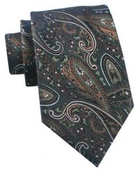 Krawat Męski - Chattier - Zieleń w Duży Wzór Orientalny. Zielone krawaty i muchy męskie Chattier, bez wzorów, z tkaniny, eleganckie. Za 49.00 zł.