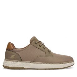 Półbuty Skechers. Brązowe codzienne półbuty męskie Skechers, bez wzorów, bez obcasa, bez zapięcia. Za 289.99 zł.