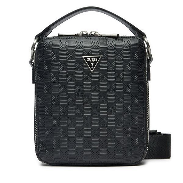 Saszetka Guess. Czarne saszetki męskie Guess, z aplikacjami, małe. Za 219.99 zł.