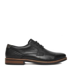 Półbuty Rieker. Czarne eleganckie półbuty męskie Rieker, wizytowe, bez obcasa, bez zapięcia. Za 339.99 zł.