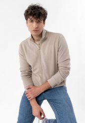 Rozpinana bluza B-STRIPE. Brązowe bluzy rozpinane męskie Volcano, m, bez wzorów, z bawełny, klasyczne, bez ramiączek, bez kaptura. Za 169.99 zł.