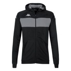 Bluza z kapturem Kappa Dacciozi. Czarne bluzy nierozpinane męskie Kappa, l, bez wzorów, z bawełny, sportowe, bez ramiączek, z kapturem. Za 294.50 zł.