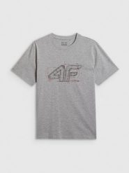 4F T-shirt regular z nadrukiem męski - szary XL. Szare t-shirty męskie 4f, m, bez wzorów, z bawełny, bez kołnierzyka, bez ramiączek. Za 59.99 zł.