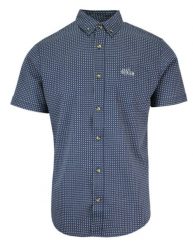 Koszula Męska, Granatowa Wzór Geometryczny, Bawełniana, Casualowa, Krótki Rękaw -PAKO JEANS. Niebieskie koszule męskie Pako Jeans, l, bez wzorów, z bawełny, bez kołnierzyka, bez ramiączek. Za 135.00 zł.